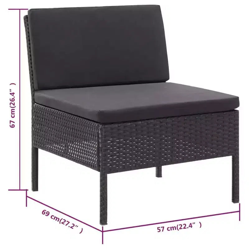 vidaXL Salon de jardin 3 pièces modulable avec table basse en rotin