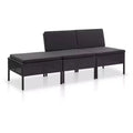 vidaXL Salon de jardin 3 pièces modulable avec table basse en rotin