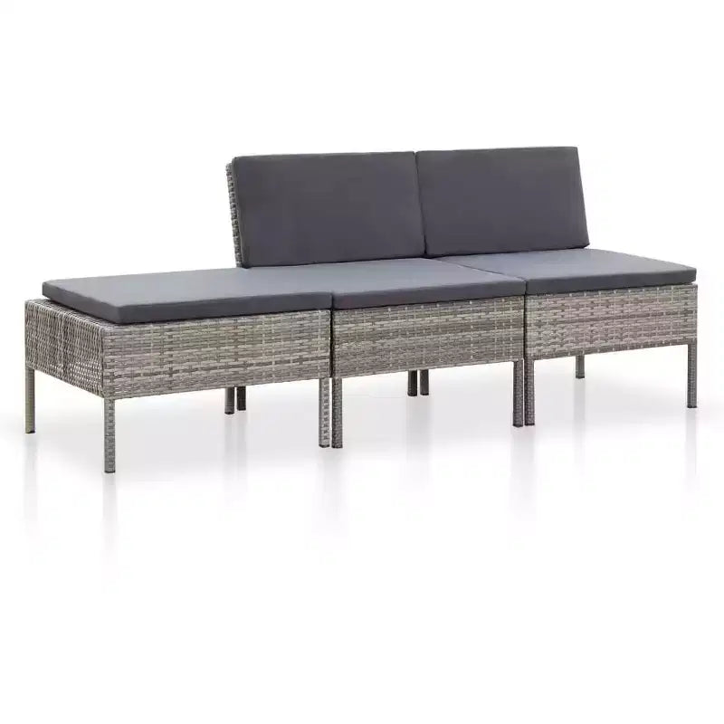 vidaXL Salon de jardin 3 pièces modulable avec table basse en rotin