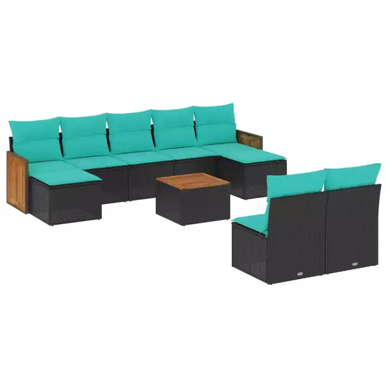 vidaXL Salon de jardin noir et bleu