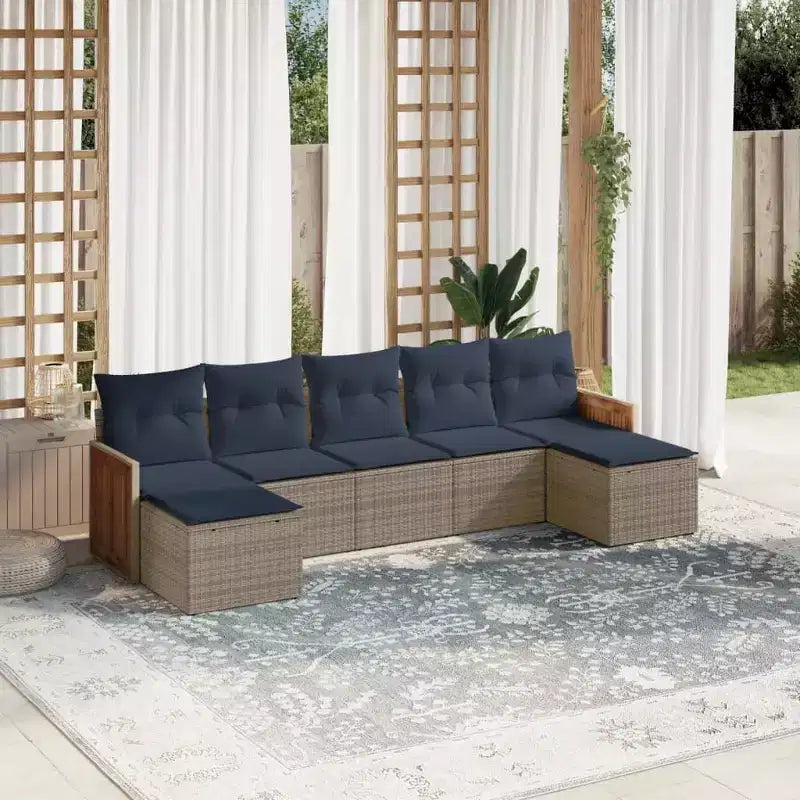 vidaXL Salon de jardin en rotin PE, acier poudré, 7 pièces