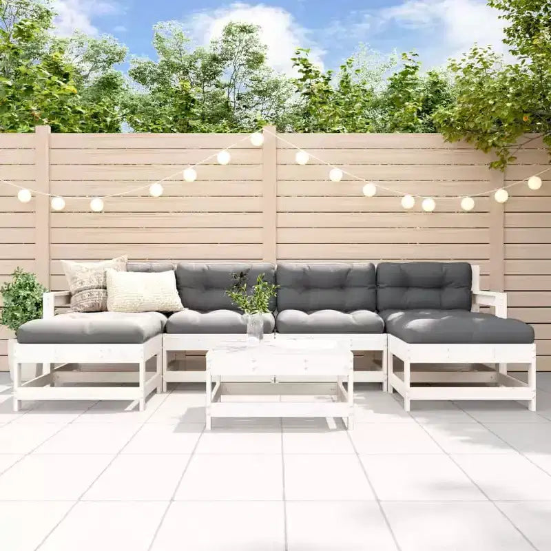 vidaXL Salon de jardin avec coussins, 7 pièces, en bois massif