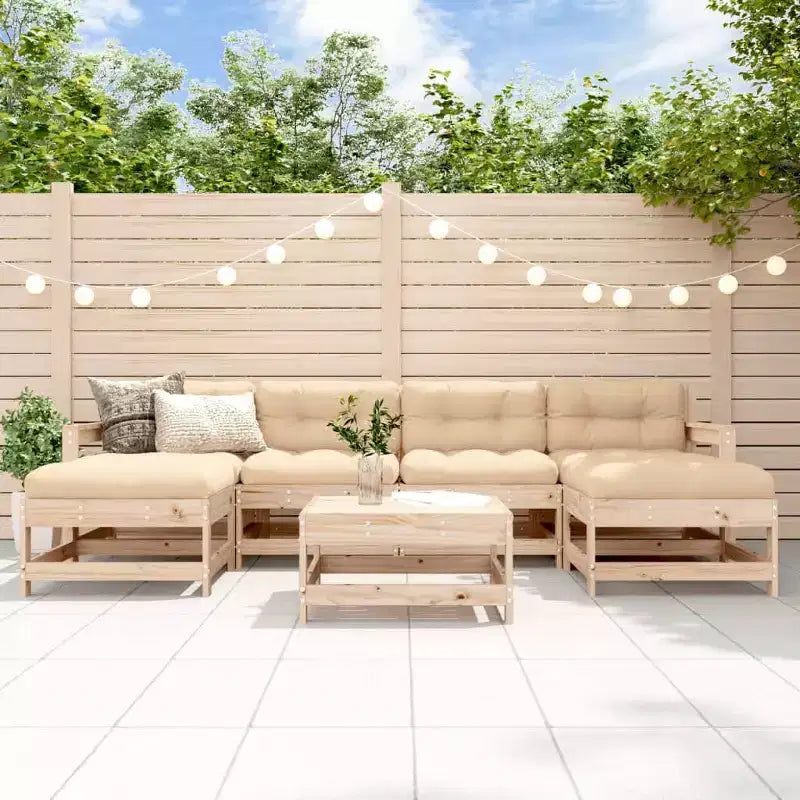 vidaXL Salon de jardin avec coussins, 7 pièces, en bois massif