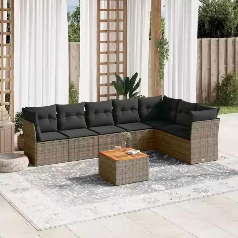 vidaXL Salon de jardin avec coussins 8 pièces en résine tressée