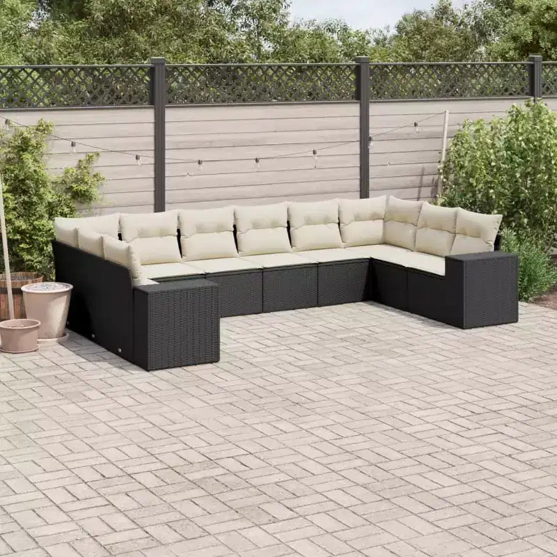 vidaXL Salon de jardin avec coussins en résine tressée pour l'extérieur
