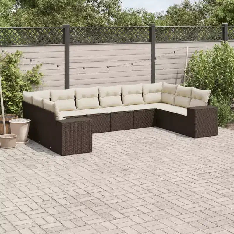 vidaXL Salon de jardin avec coussins en résine tressée pour l'extérieur