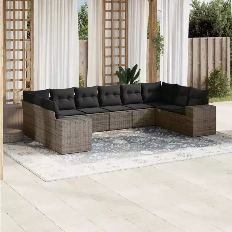 vidaXL Salon de jardin avec coussins en résine tressée pour l'extérieur