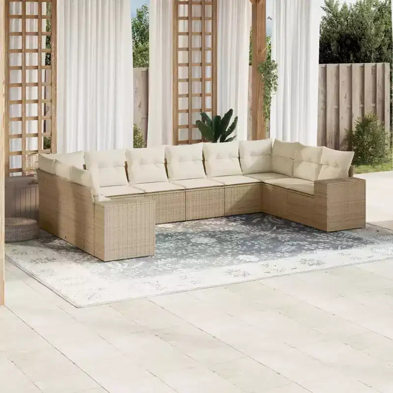 vidaXL Salon de jardin avec coussins en résine tressée pour l'extérieur