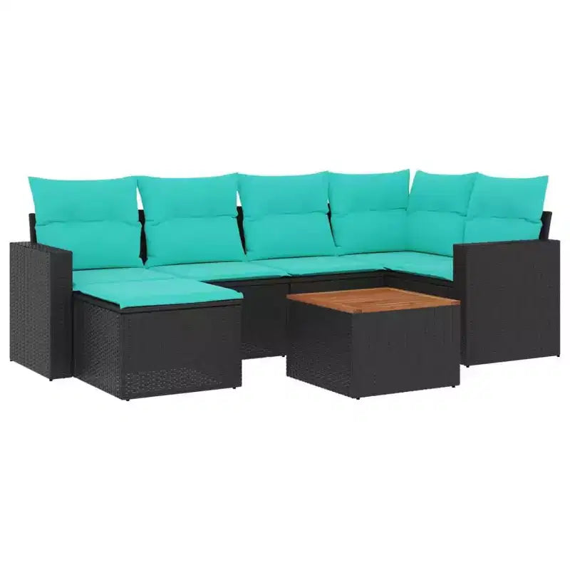 vidaXL Salon de jardin 7 pièces avec coussins, résine tressée gris