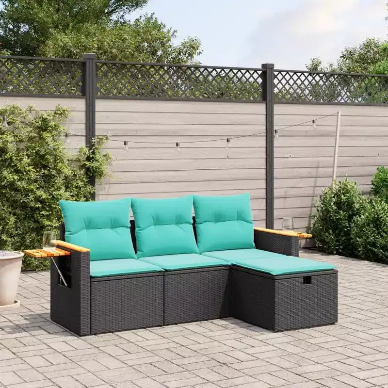 vidaXL Salon de jardin 4 pièces en résine tressée avec coussins