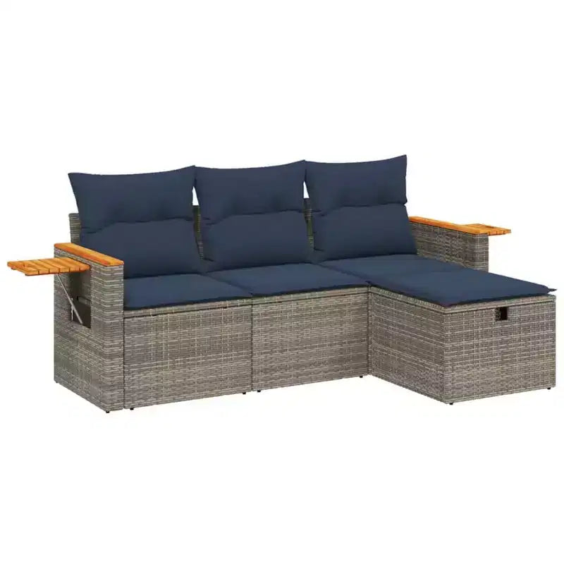 vidaXL Salon de jardin 4 pièces en résine tressée avec coussins