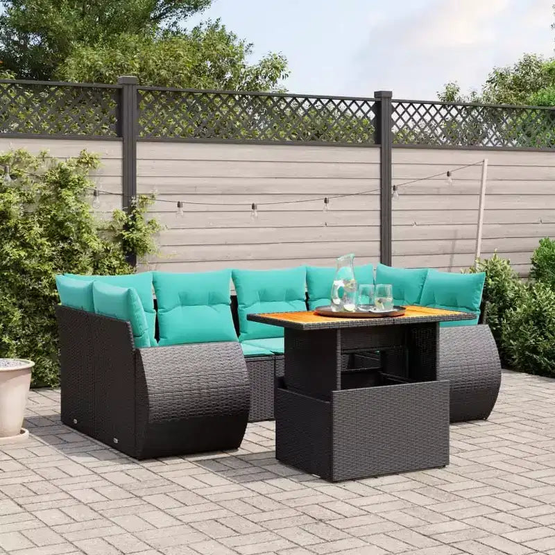 vidaXL Salon de jardin avec coussins Mobilier d'extérieur 7 pièces en résine tressée