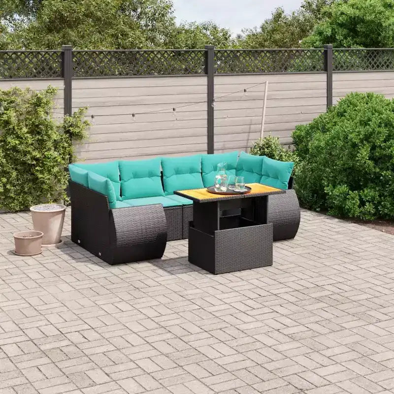 vidaXL Salon de jardin avec coussins Mobilier d'extérieur 7 pièces en résine tressée