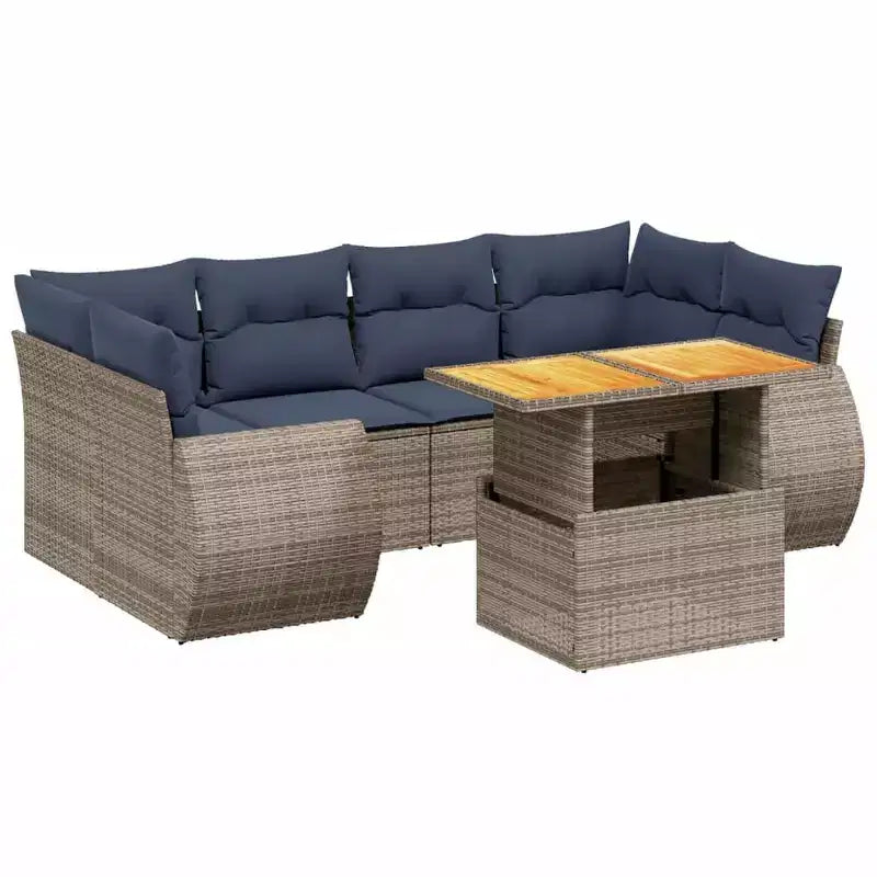 vidaXL Salon de jardin avec coussins Mobilier d'extérieur 7 pièces en résine tressée