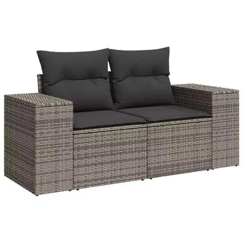 vidaXL Ensemble de canapés de jardin 5 pcs avec coussins résine tressée gris