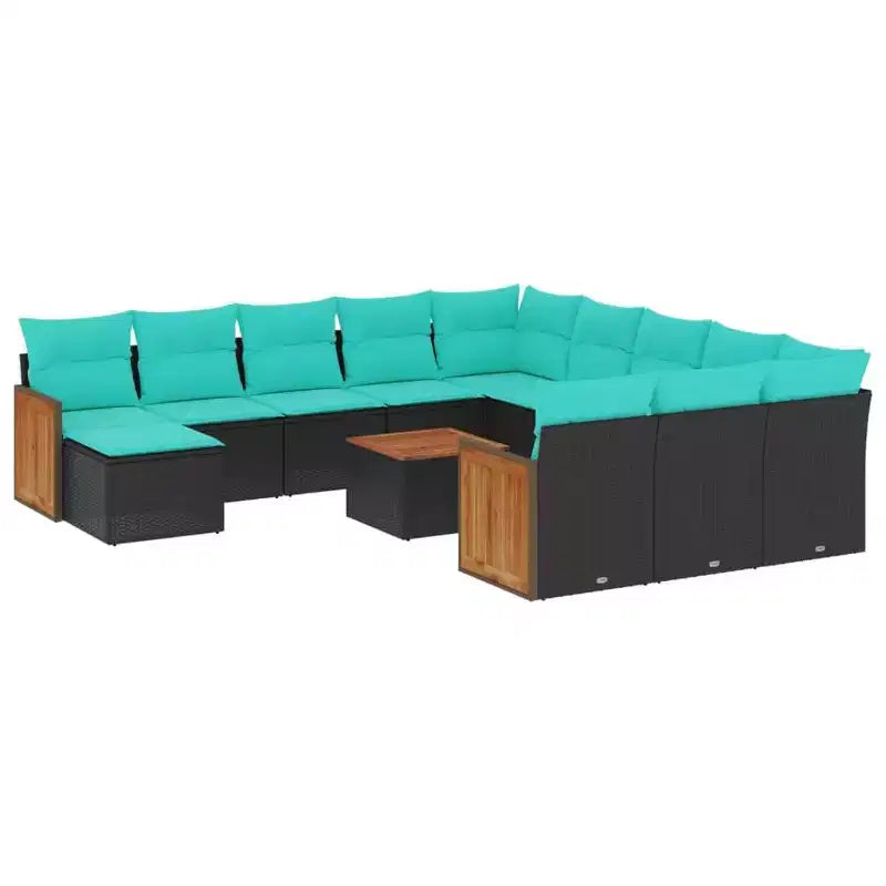 vidaXL 13 Piece Patio Sofa Set with Cushions Black Poly Rattan