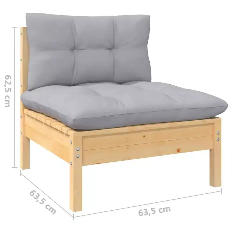 vidaXL Salon de jardin 11 pièces avec coussins gris en pin massif