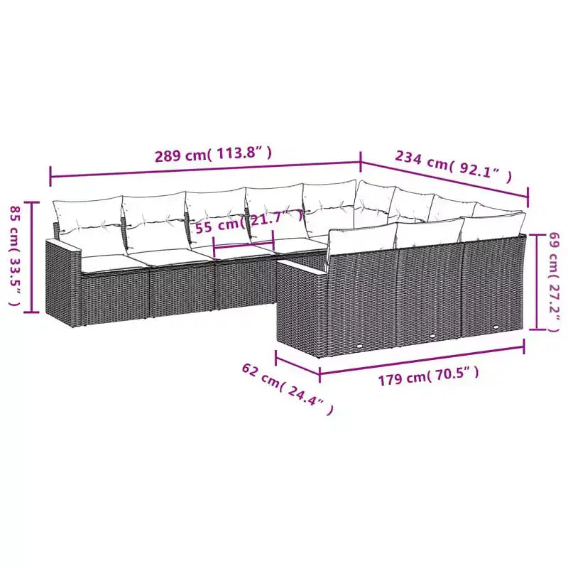 vidaXL Salon de jardin 10 places avec coussins en résine tressée, canapé d'extérieur modulaire, plusieurs couleurs et modèles