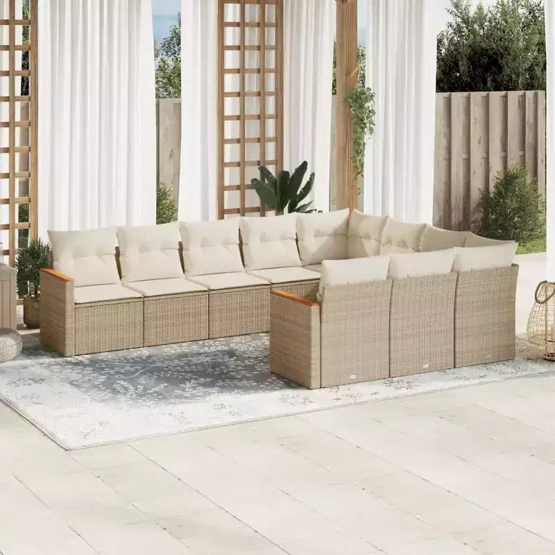 vidaXL Salon de jardin 10 places avec coussins en résine tressée, canapé d'extérieur modulaire, plusieurs couleurs et modèles