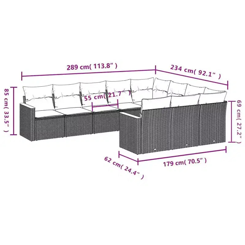 vidaXL Salon de jardin 10 places avec coussins en résine tressée, canapé d'extérieur modulaire, plusieurs couleurs et modèles