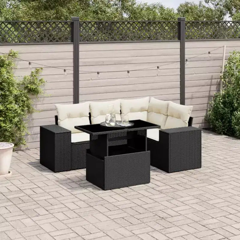 vidaXL Salon de jardin 5 pièces avec coussins en résine tressée