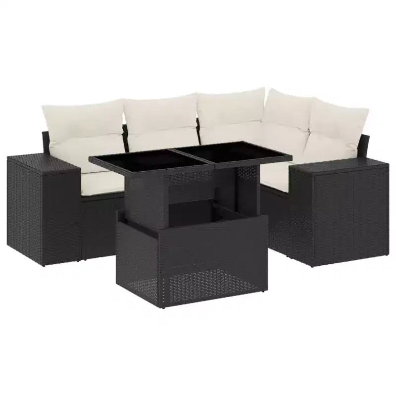 vidaXL Salon de jardin 5 pièces avec coussins en résine tressée