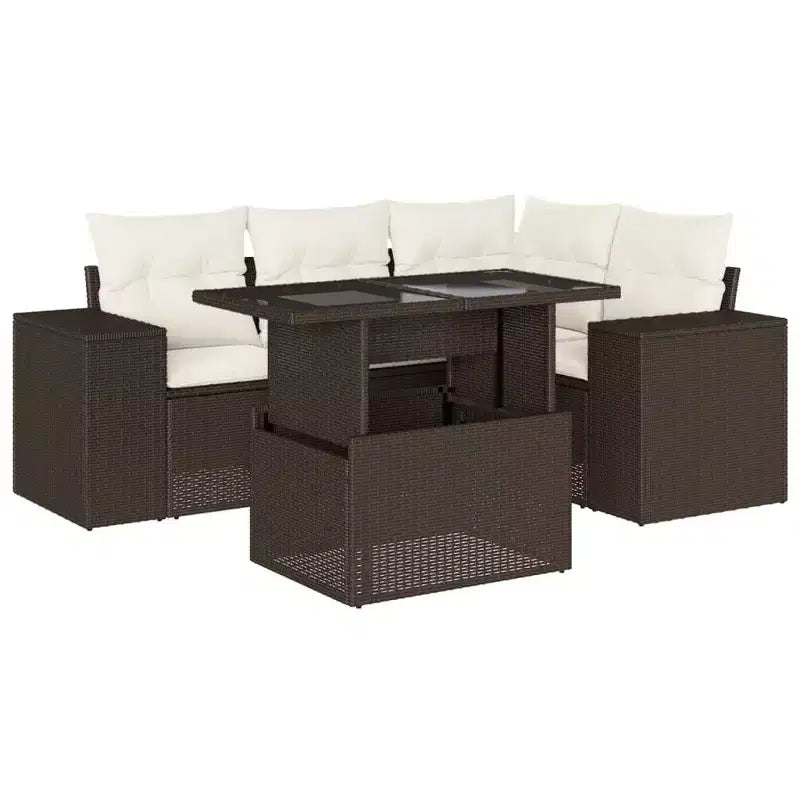 vidaXL Salon de jardin 5 pièces avec coussins en résine tressée
