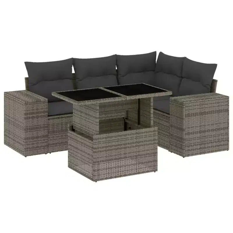 vidaXL Salon de jardin 5 pièces avec coussins en résine tressée