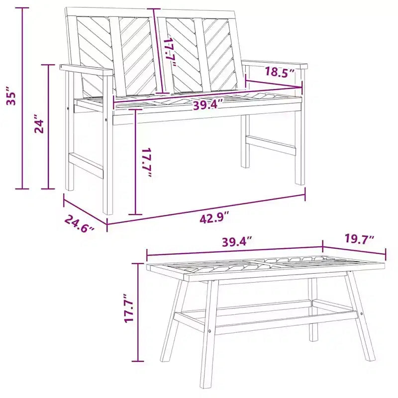 vidaXL Salon de jardin 2 pcs Bois d'acacia massif marron