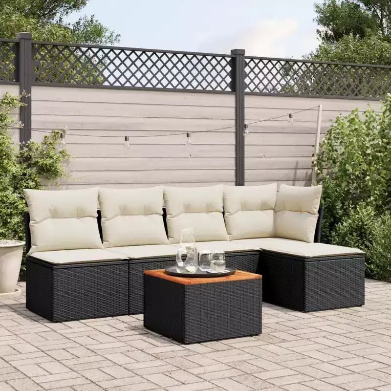 vidaXL Salon de jardin avec coussins Mobilier d'extérieur 6 pièces en résine tressée