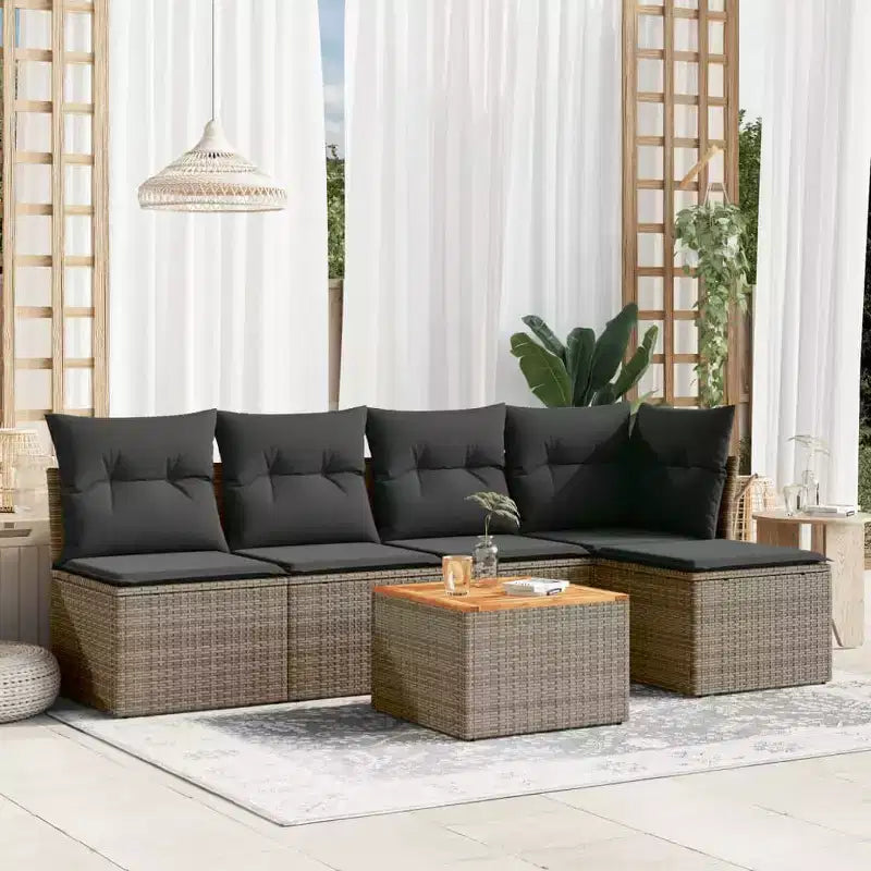 vidaXL Salon de jardin avec coussins Mobilier d'extérieur 6 pièces en résine tressée