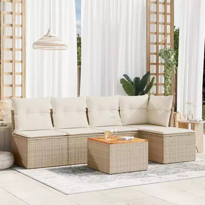 vidaXL Salon de jardin avec coussins Mobilier d'extérieur 6 pièces en résine tressée
