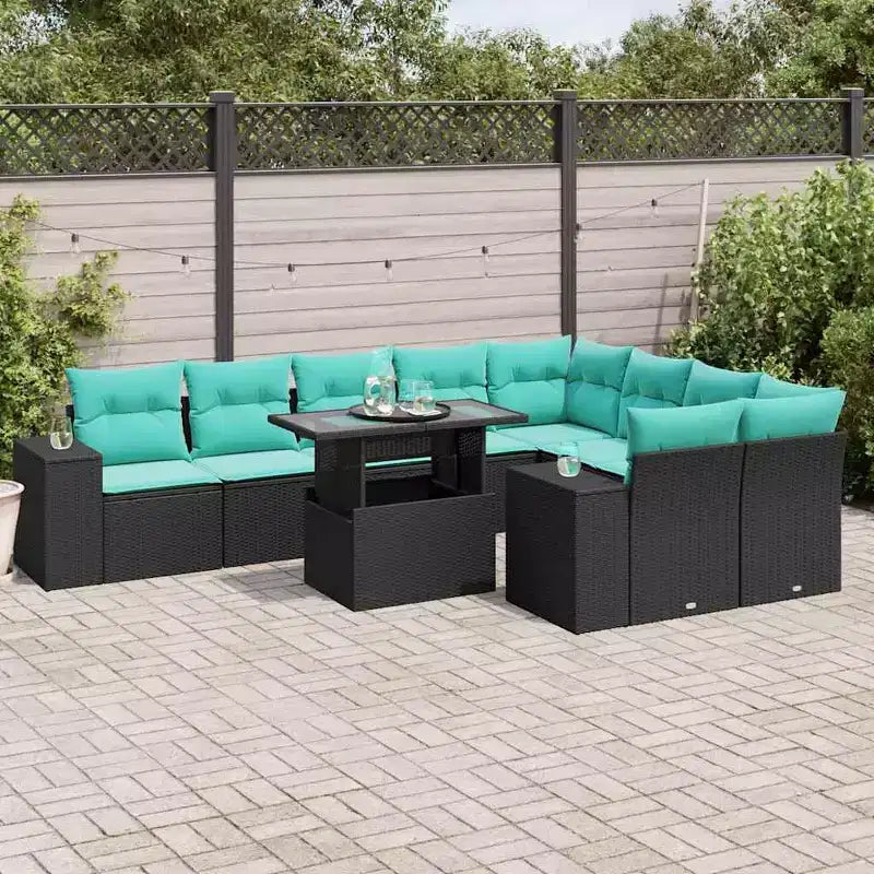 vidaXL Salon de jardin 10 pcs avec coussins résine tressée