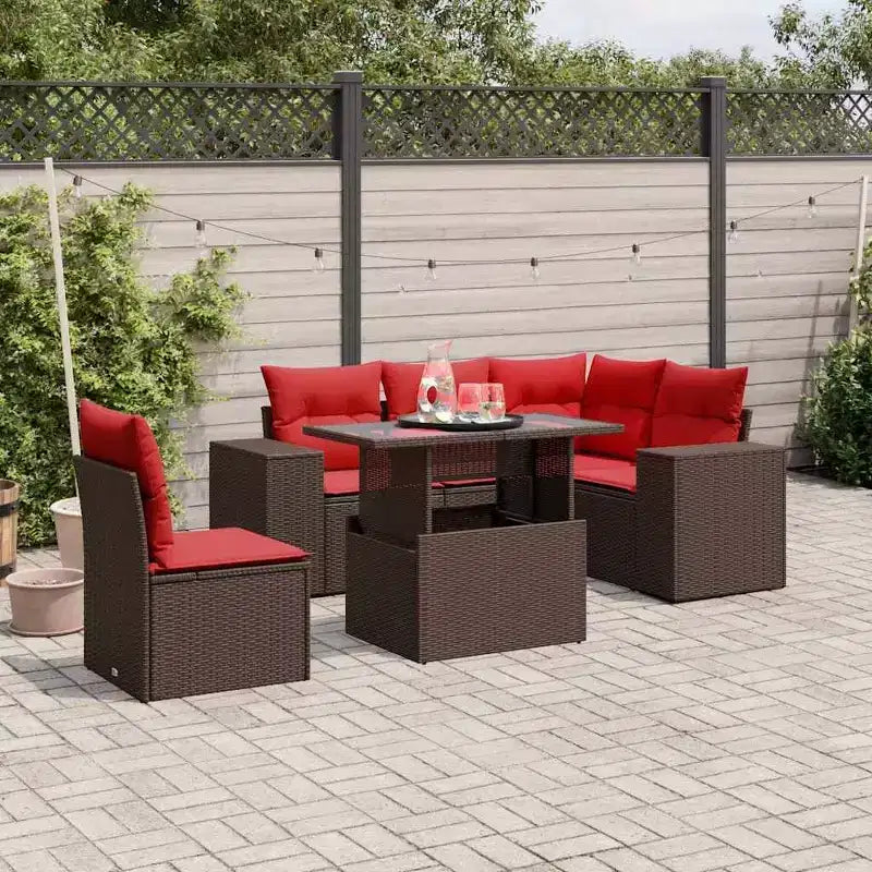 vidaXL Salon de jardin 6 pièces avec coussins résine tressée