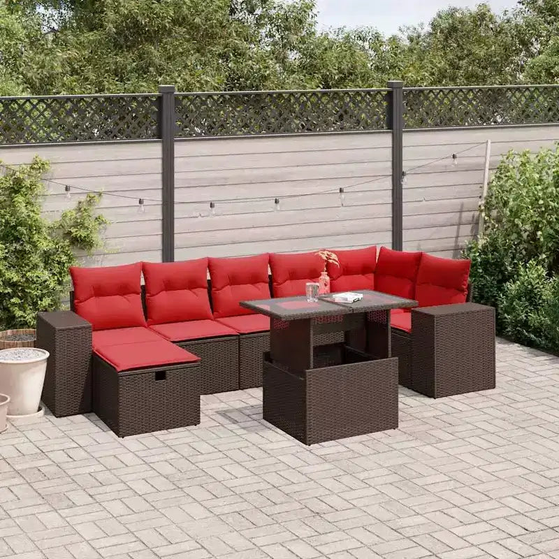 vidaXL Salon de jardin 8 pièces avec coussins résine tressée