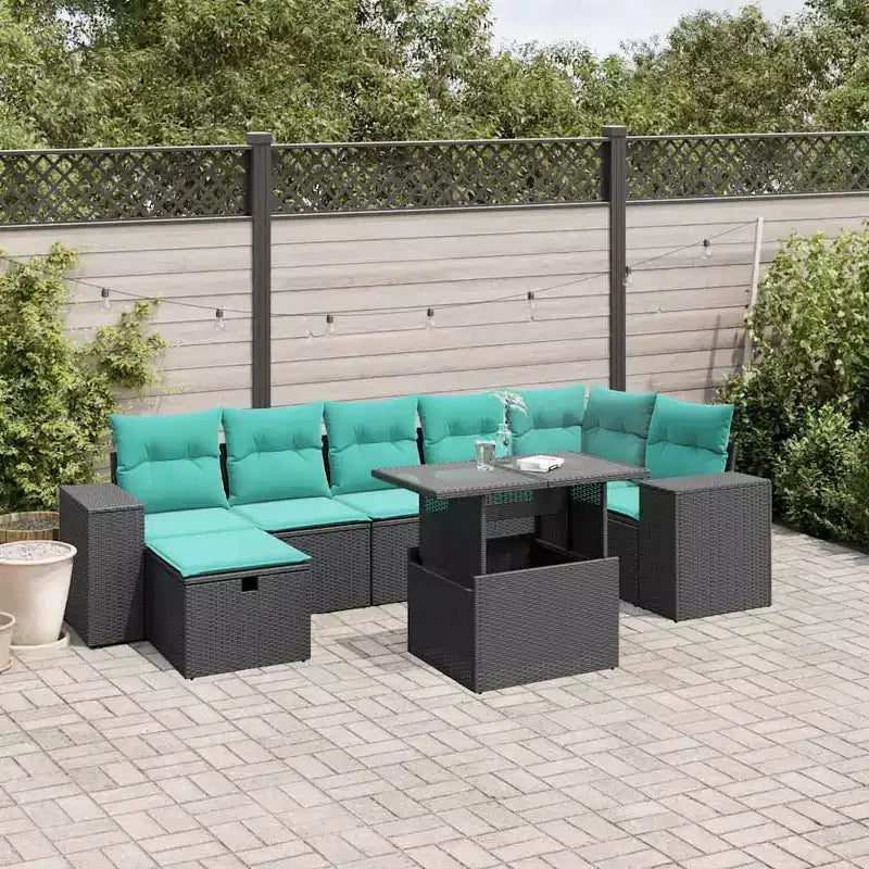 vidaXL Salon de jardin 8 pièces avec coussins résine tressée