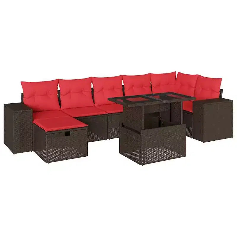 vidaXL Salon de jardin 8 pièces avec coussins résine tressée