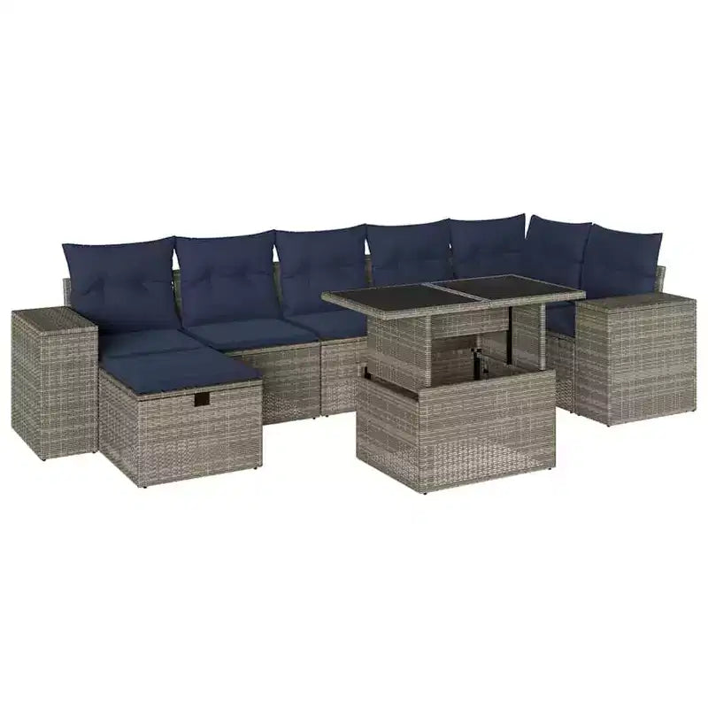 vidaXL Salon de jardin 8 pièces avec coussins résine tressée