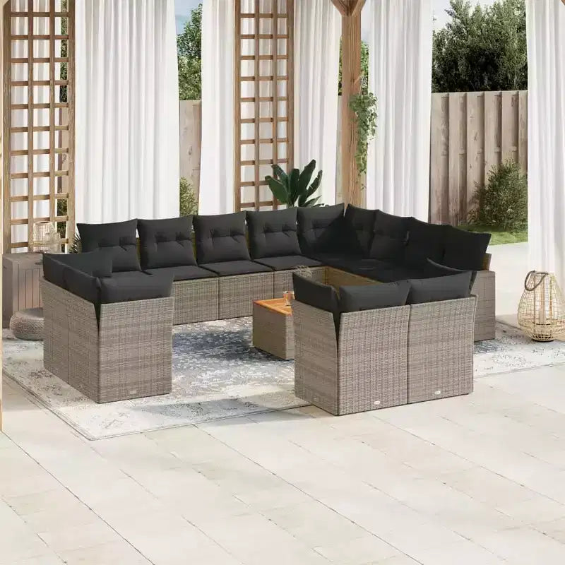 vidaXL Salon de jardin 13 pièces avec coussins en résine tressée