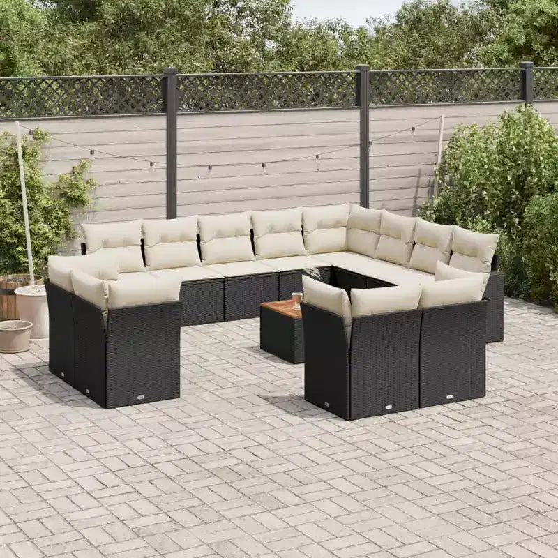 vidaXL Salon de jardin 13 pièces avec coussins en résine tressée