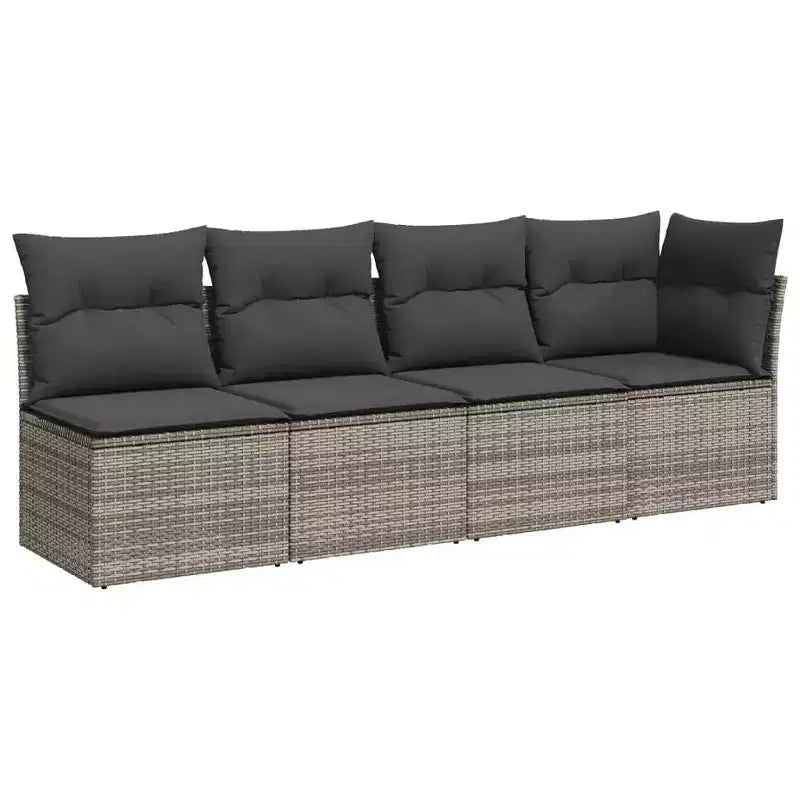 vidaXL Ensemble de canapés de jardin 7 pièces avec coussins, sectionnel d'extérieur en résine tressée, modulable, table ajustable