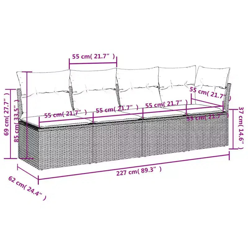 vidaXL Ensemble de canapés de jardin 7 pièces avec coussins, sectionnel d'extérieur en résine tressée, modulable, table ajustable