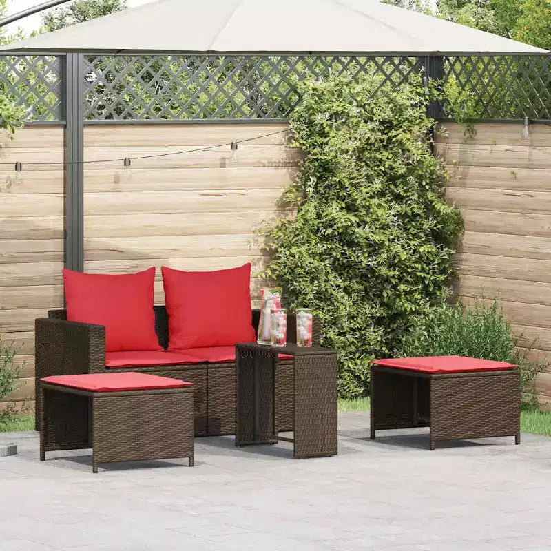 vidaXL Salon de jardin 5 pcs avec coussins empilable Gris Résine tressée