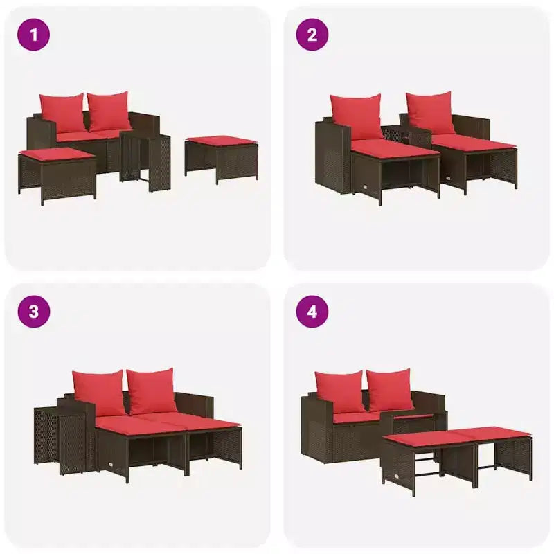 vidaXL Salon de jardin 5 pcs avec coussins empilable Gris Résine tressée