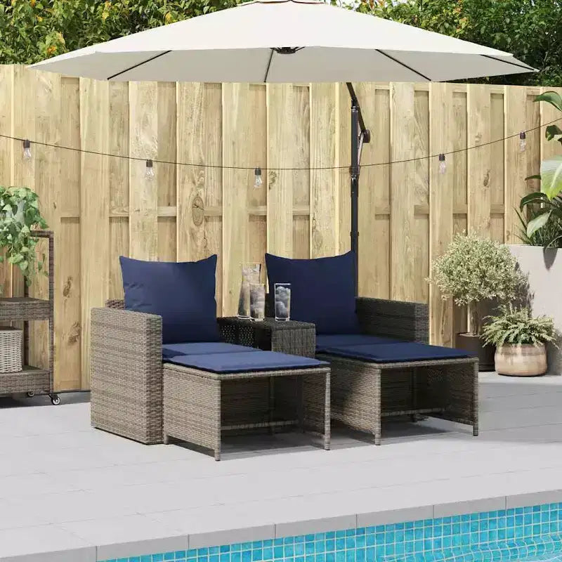 vidaXL Salon de jardin 5 pcs avec coussins empilable Gris Résine tressée