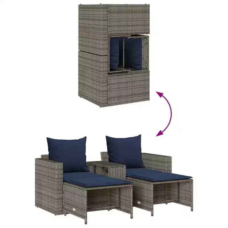 vidaXL Salon de jardin 5 pcs avec coussins empilable Gris Résine tressée