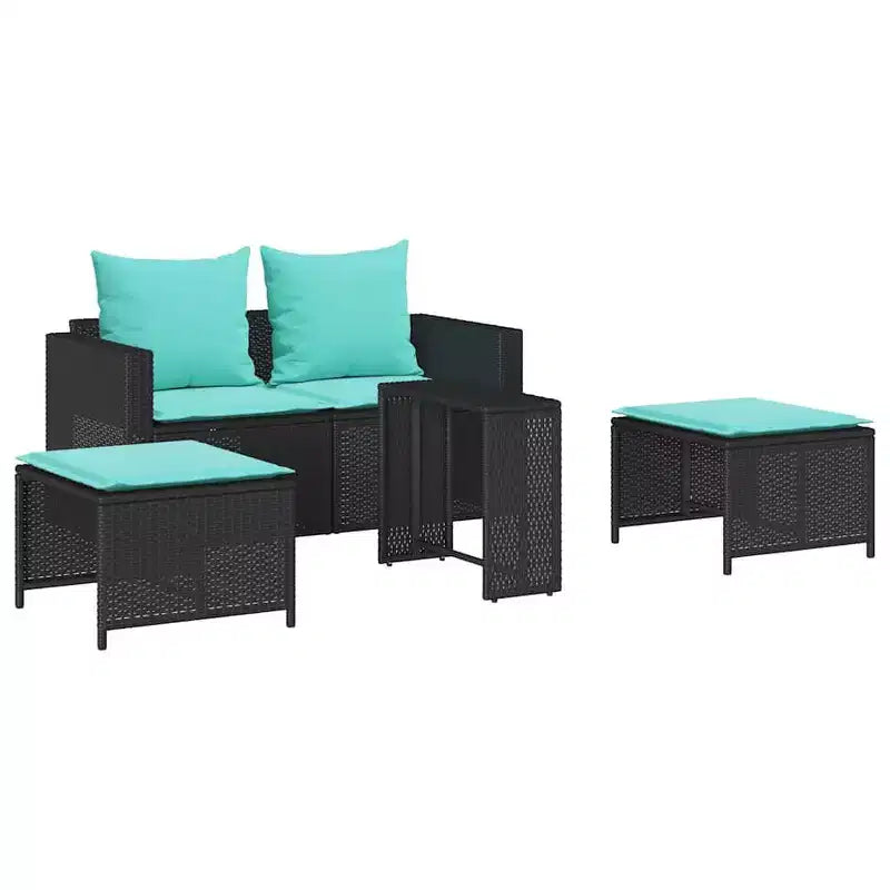 vidaXL Salon de jardin 5 pcs avec coussins empilable Gris Résine tressée