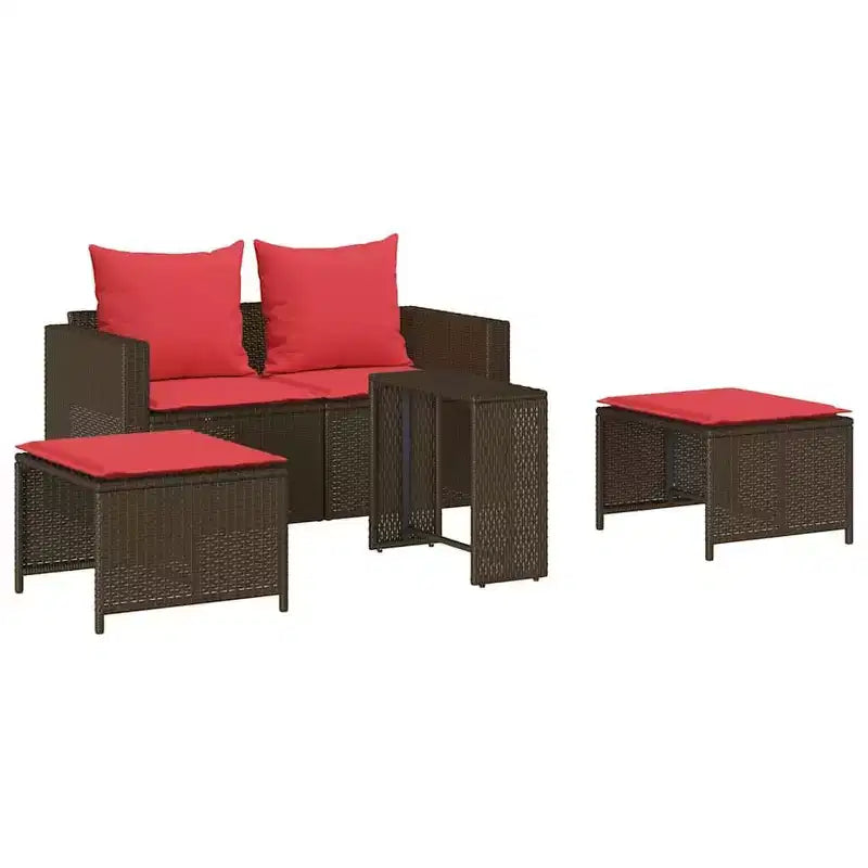 vidaXL Salon de jardin 5 pcs avec coussins empilable Gris Résine tressée