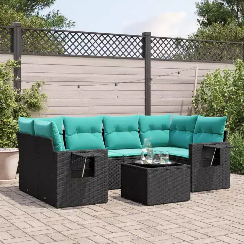 vidaXL Ensemble de canapé de jardin 7 pièces avec coussins résine tressée