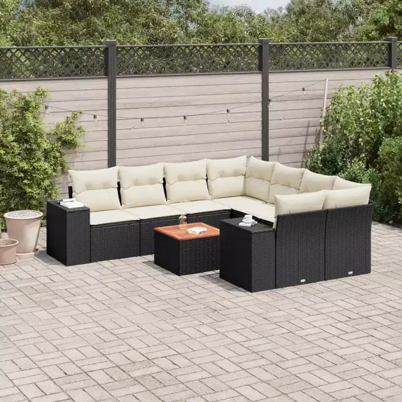 vidaXL Salon de jardin avec coussins 9 pièces résine tressée